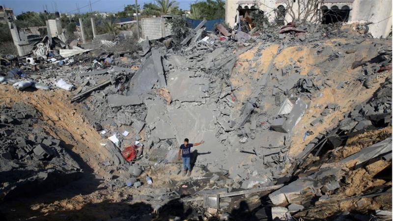 Site of an Israeli missile strike on a Palestinian home in Khan Younis, on November 16, 2019